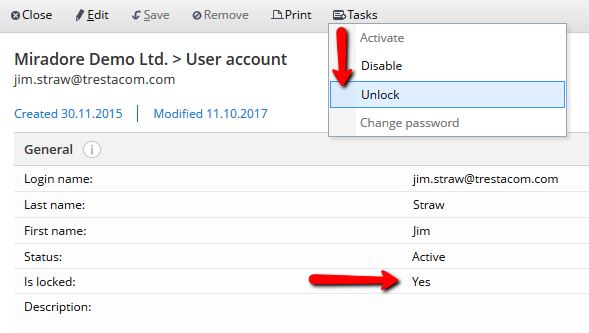 User account can be unlocked using the Unlock task