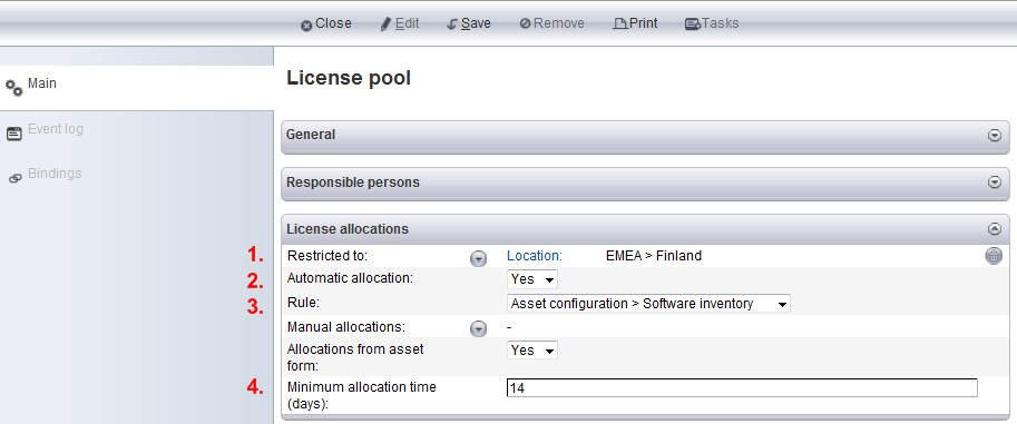 Automatic allocation of licenses