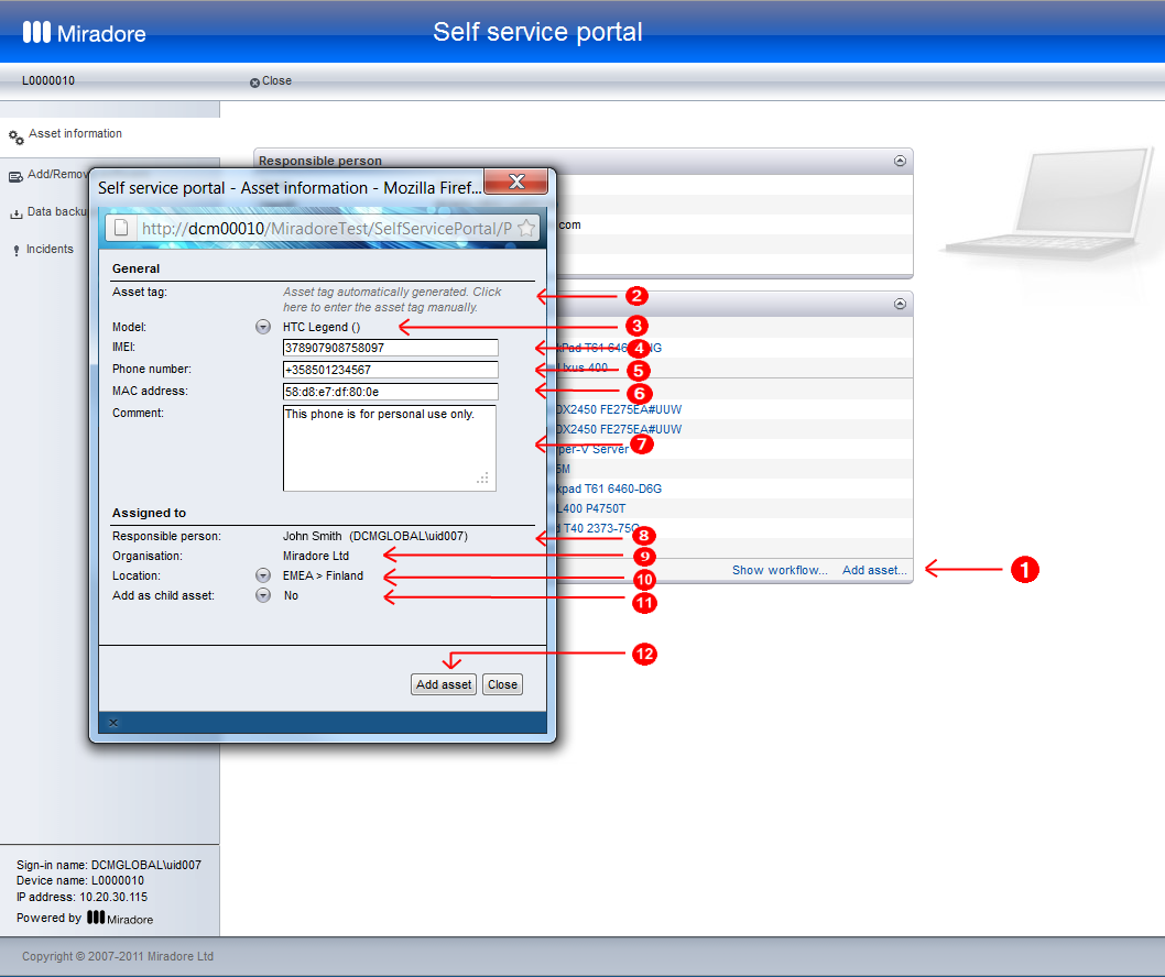 How to add new device to Miradore from Self service portal